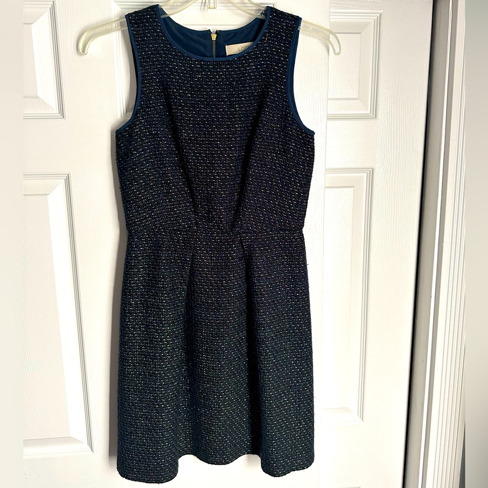 Loft navy and gold dress